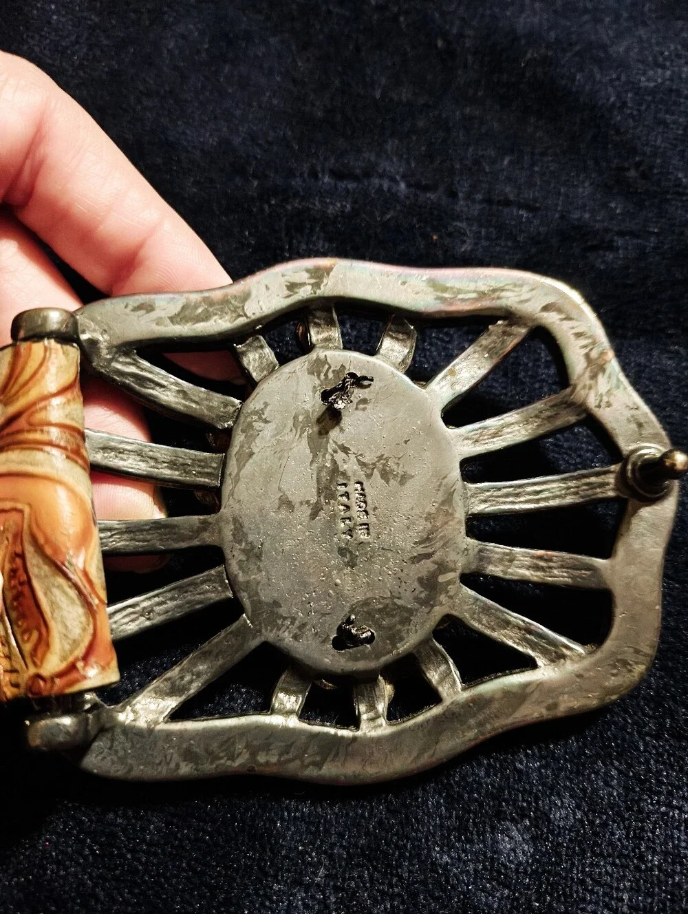 Vintage 90s Streets Ahead Leather Belt Large Western Tooled Coral Rhinestone
